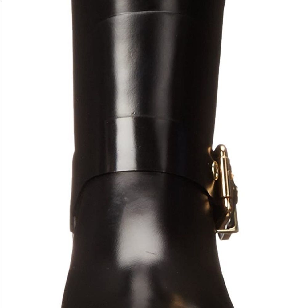 Vince Camuto Rain Boots With Gold Accents Rubber and Black Boots Size 6​​​ - Picture 12 of 14